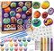 Halloween Rock Painting Kit for Kids Arts Crafts 18 Paint Tubs 12 Rocks